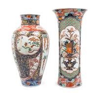 Two Imari Palette Porcelain Vases Height of tallest 23 inches. — 19TH CENTURY