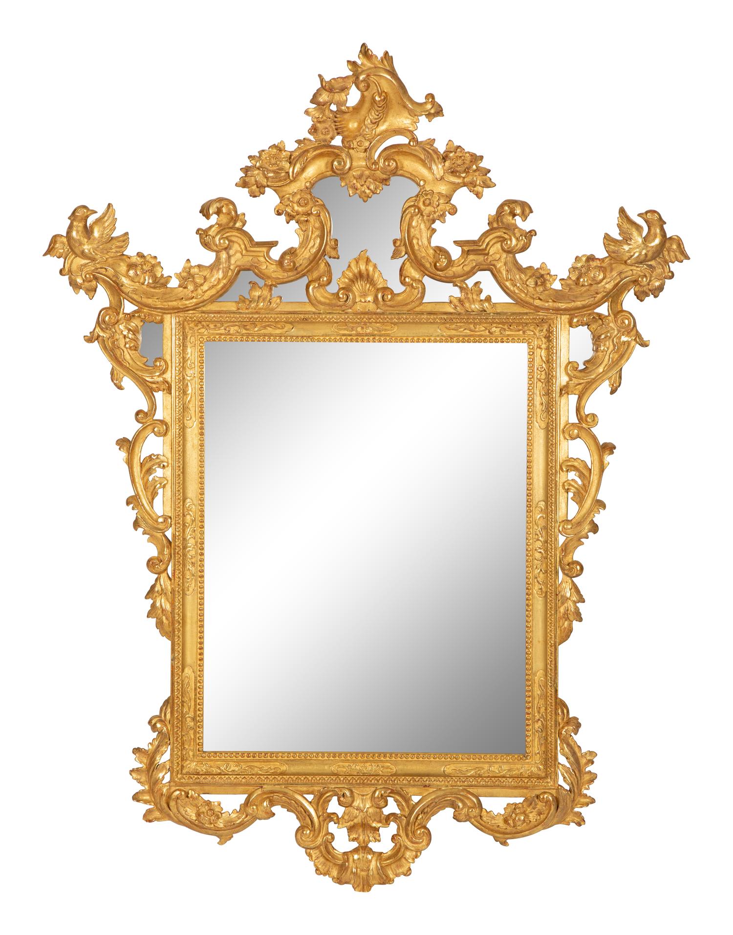 An Italian Baroque Style Giltwood Mirror