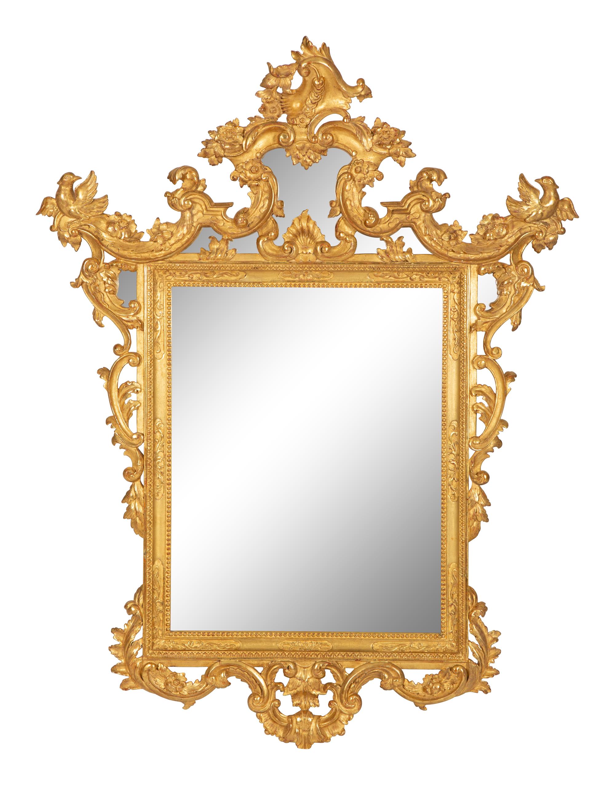 An Italian Baroque Style Giltwood Mirror