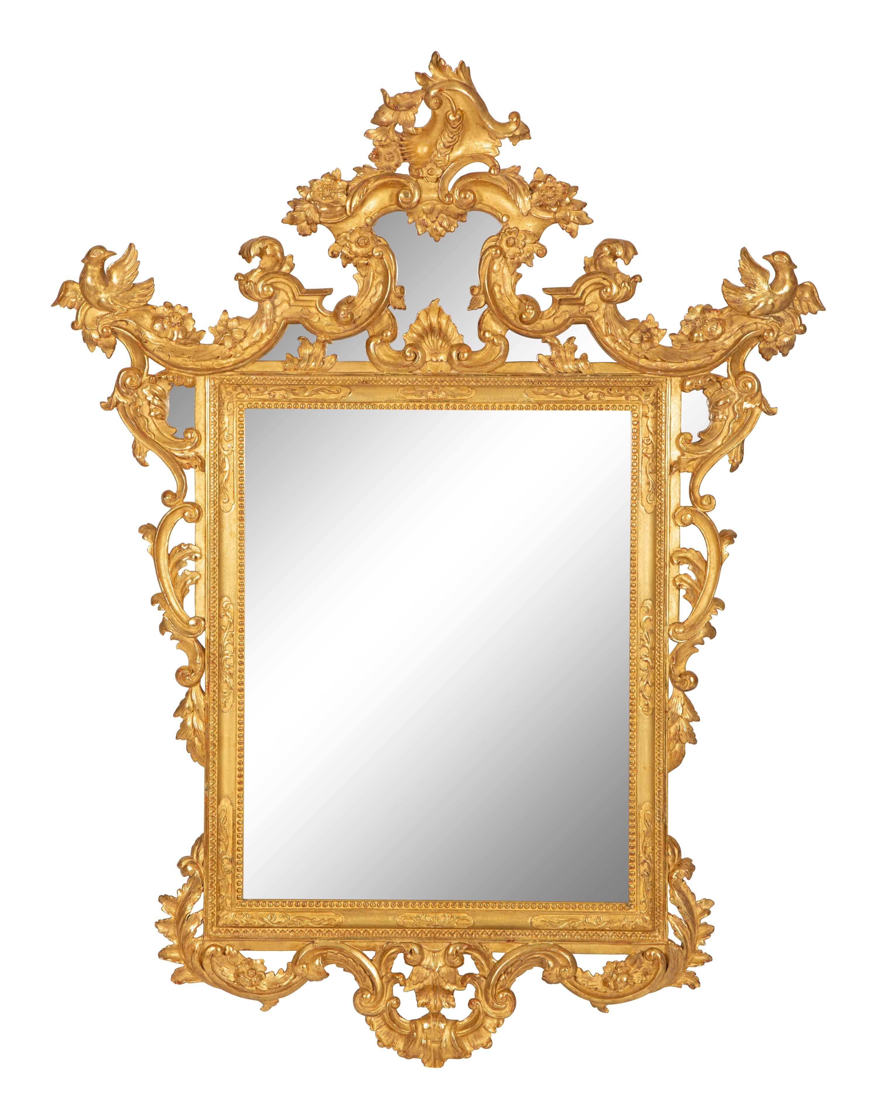 An Italian Baroque Style Giltwood Mirror