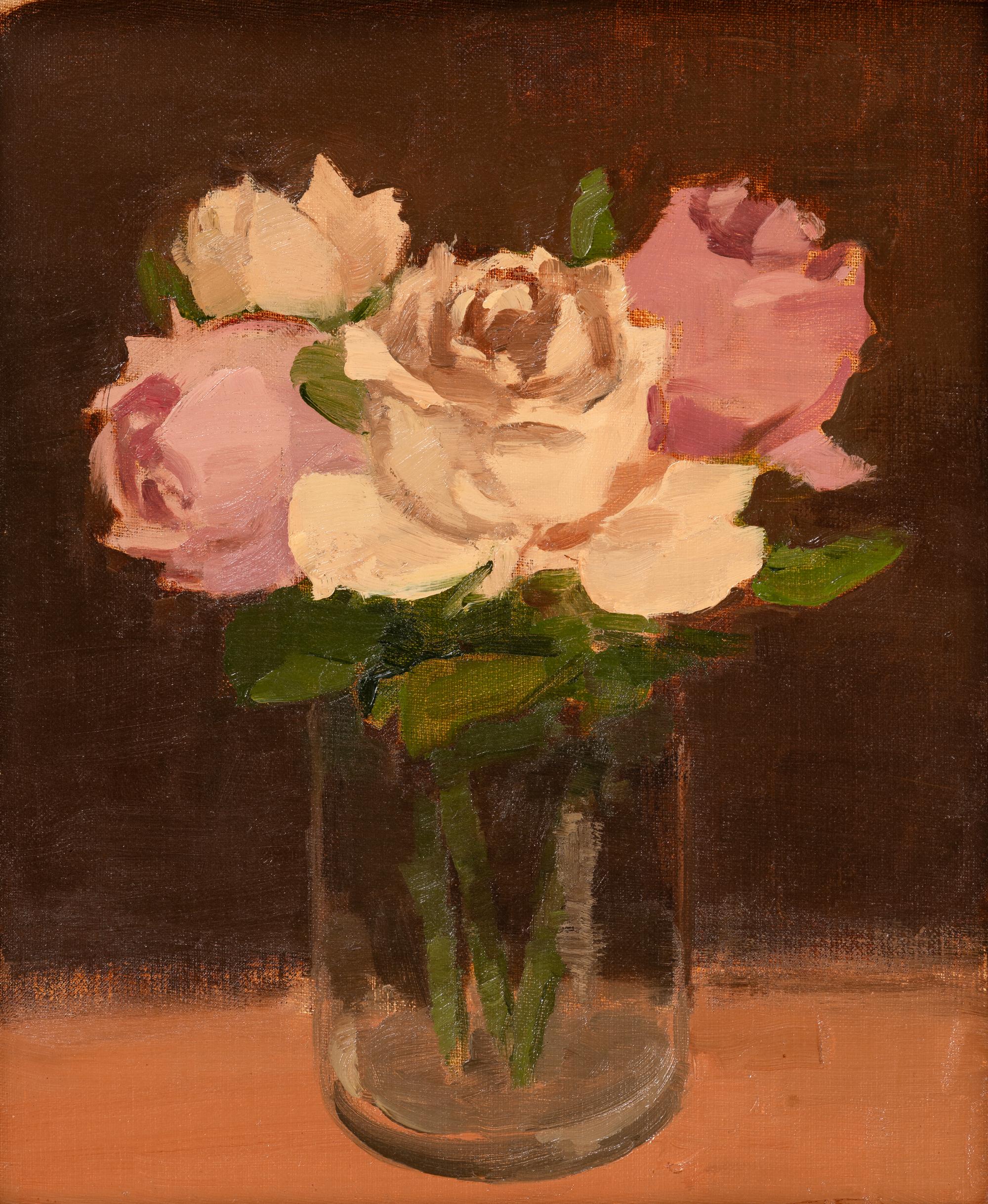Pink Roses in a Glass Vase , 1980