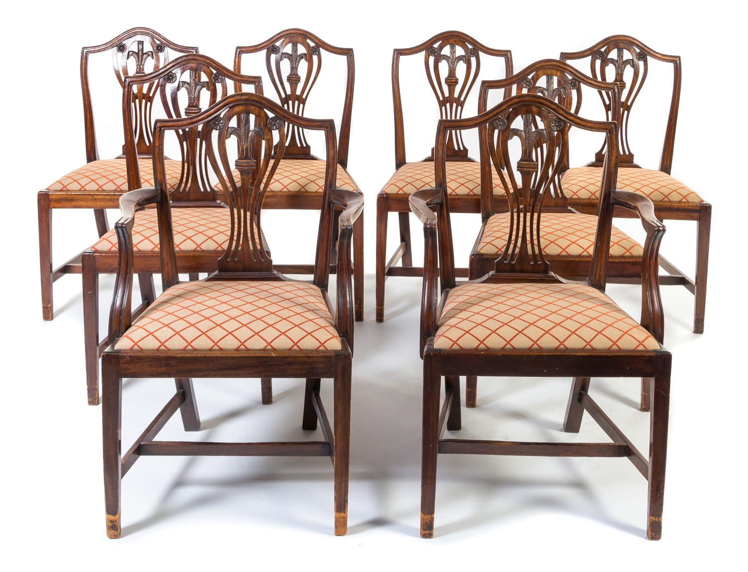 A Set of Eight Sheraton Style Dining Chairs Height 37 inches.