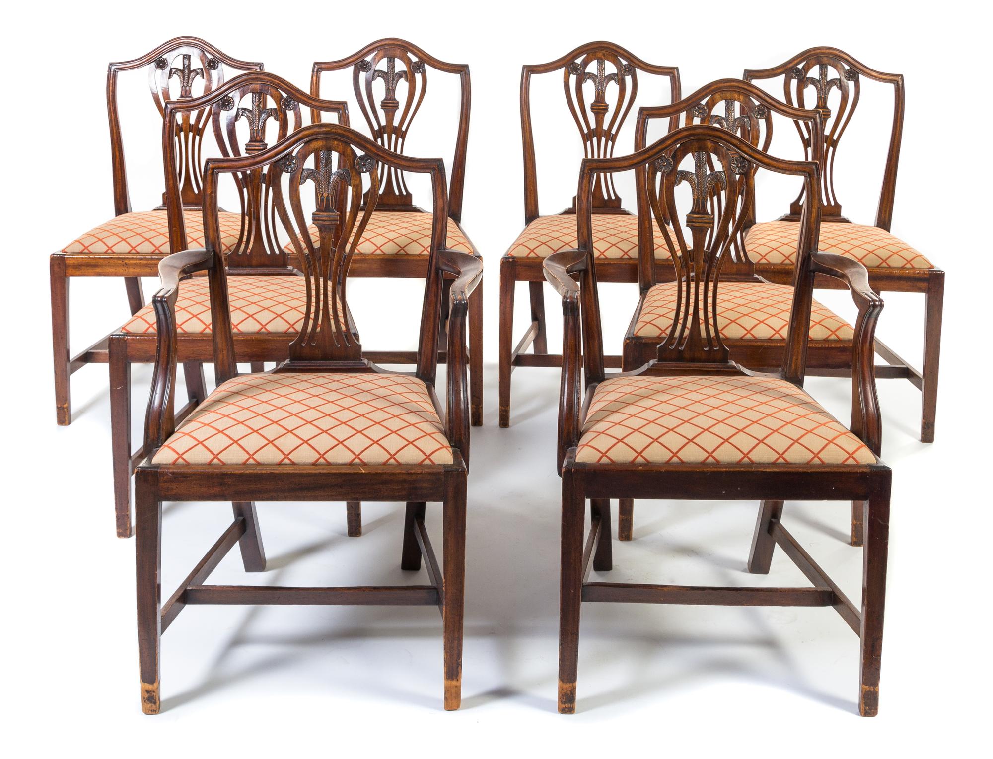A Set of Eight Sheraton Style Dining Chairs Height 37 inches.