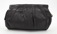 A Bottega Veneta Black Python Clutch, 8" H x 11.25" W x 1.5" D.