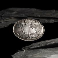 Philander Begay (Diné, b. 1982) — Sterling Silver Tufa Cast Belt Buckle, with Weaving Scene