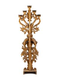 A Neoclassical Giltwood Five-Light Candelabrum