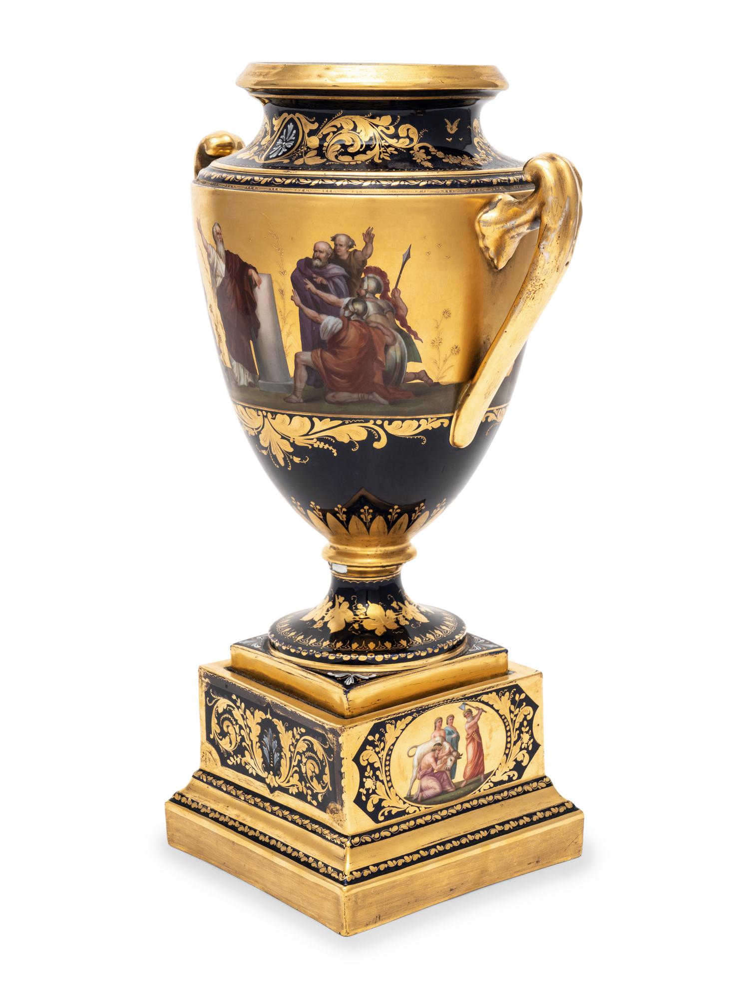 A Vienna Porcelain Urn and Stand