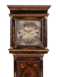An English Black Japanned Tall Case Clock
