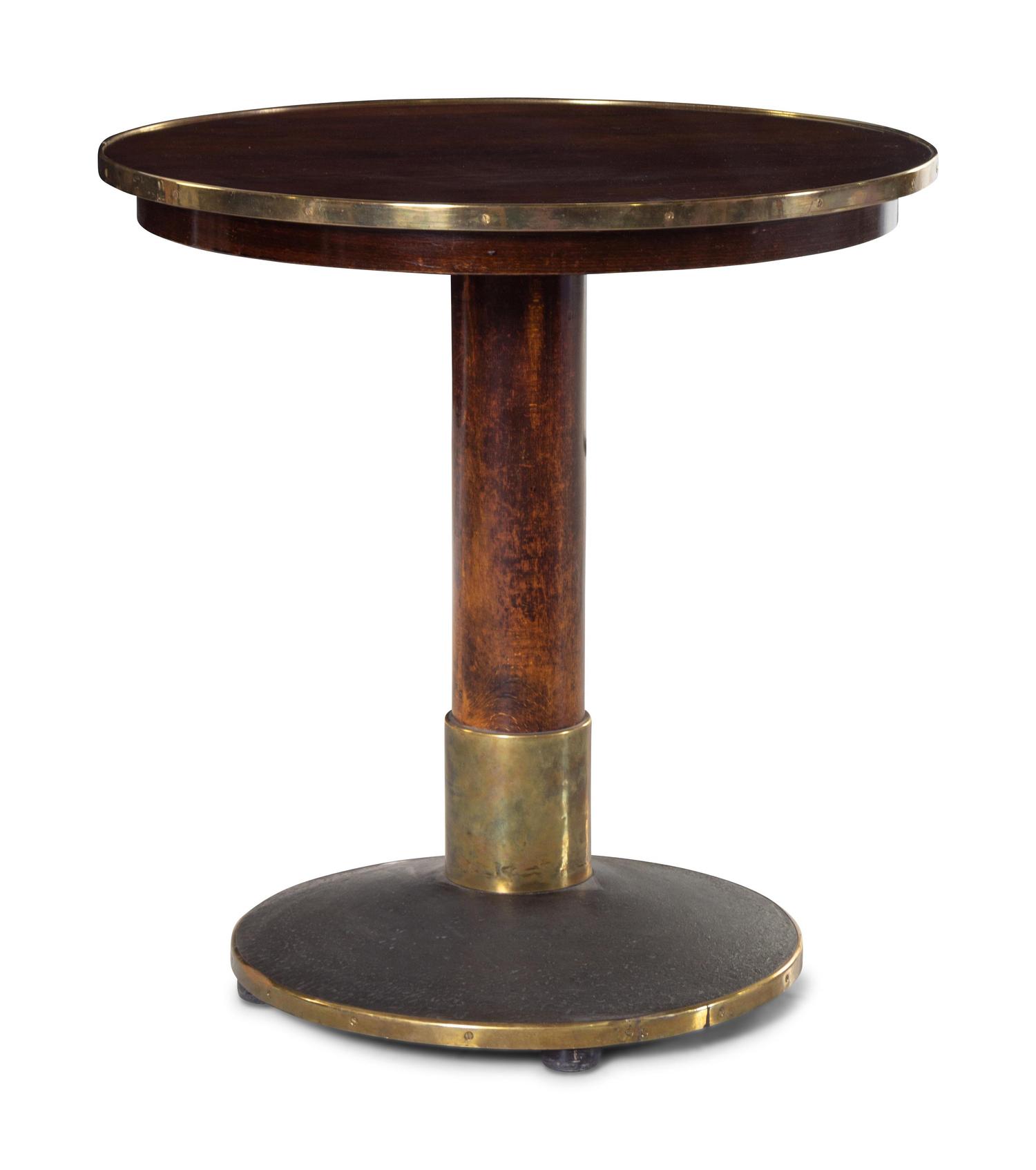 An Art Deco Style Brass Mounted Burlwood Center Table