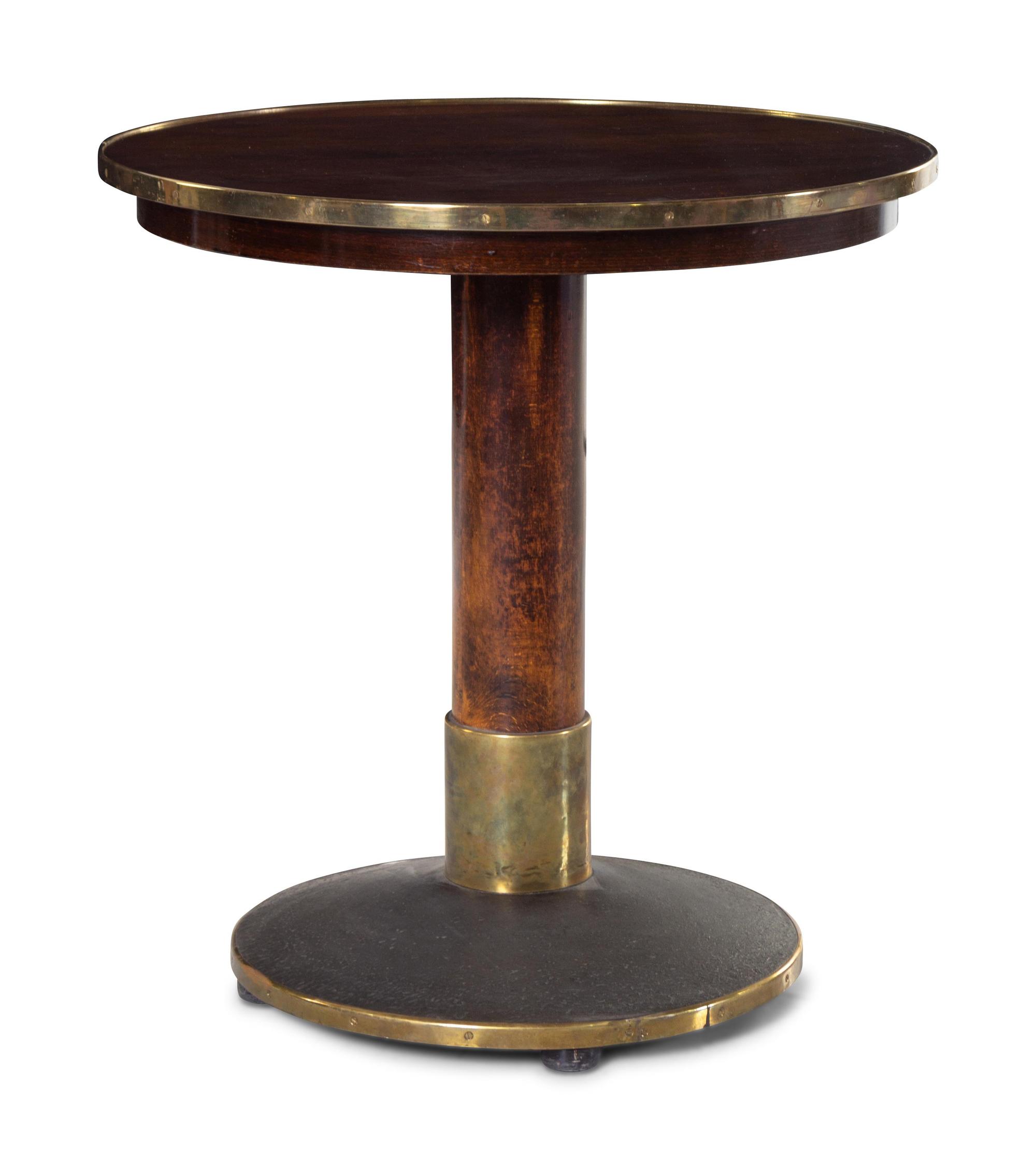 An Art Deco Style Brass Mounted Burlwood Center Table