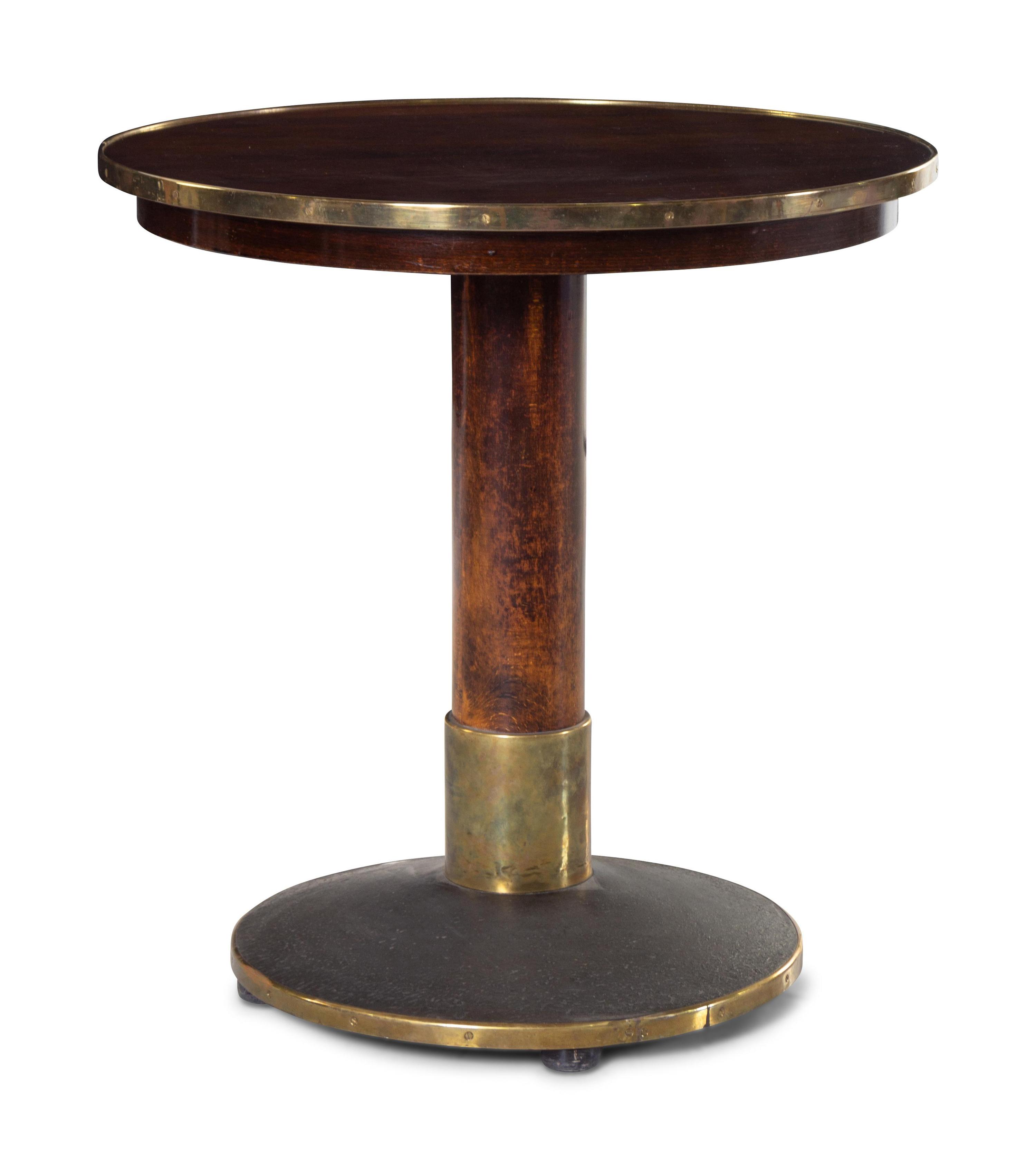 An Art Deco Style Brass Mounted Burlwood Center Table