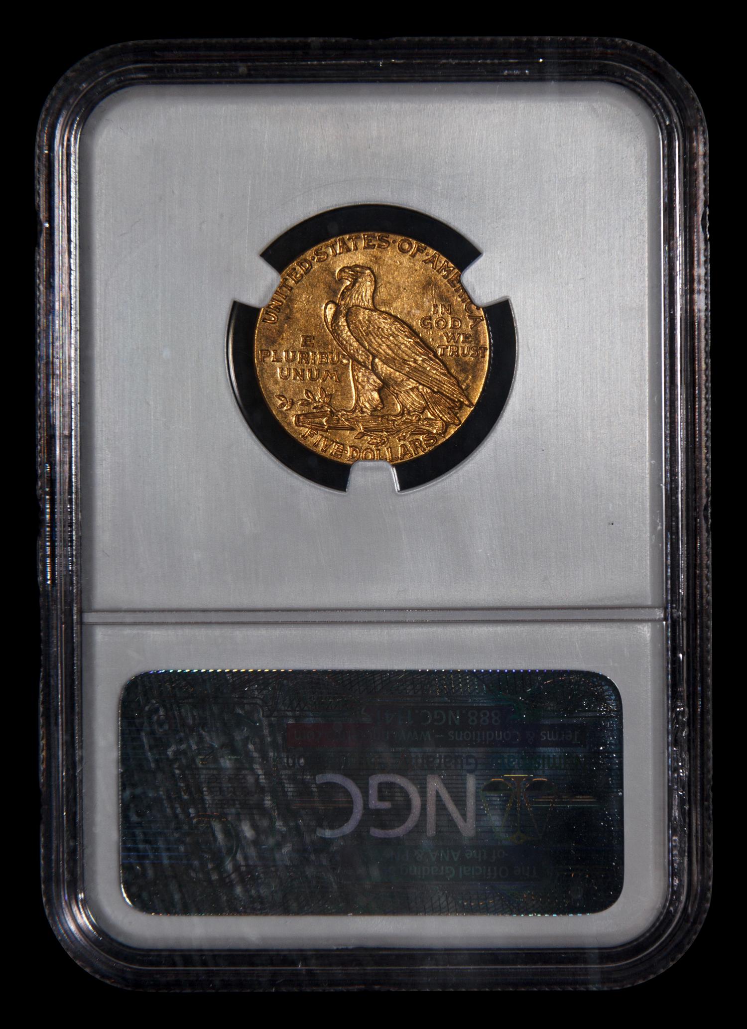 A 1910 Indian Head $5 Gold Coin (NGC MS61)