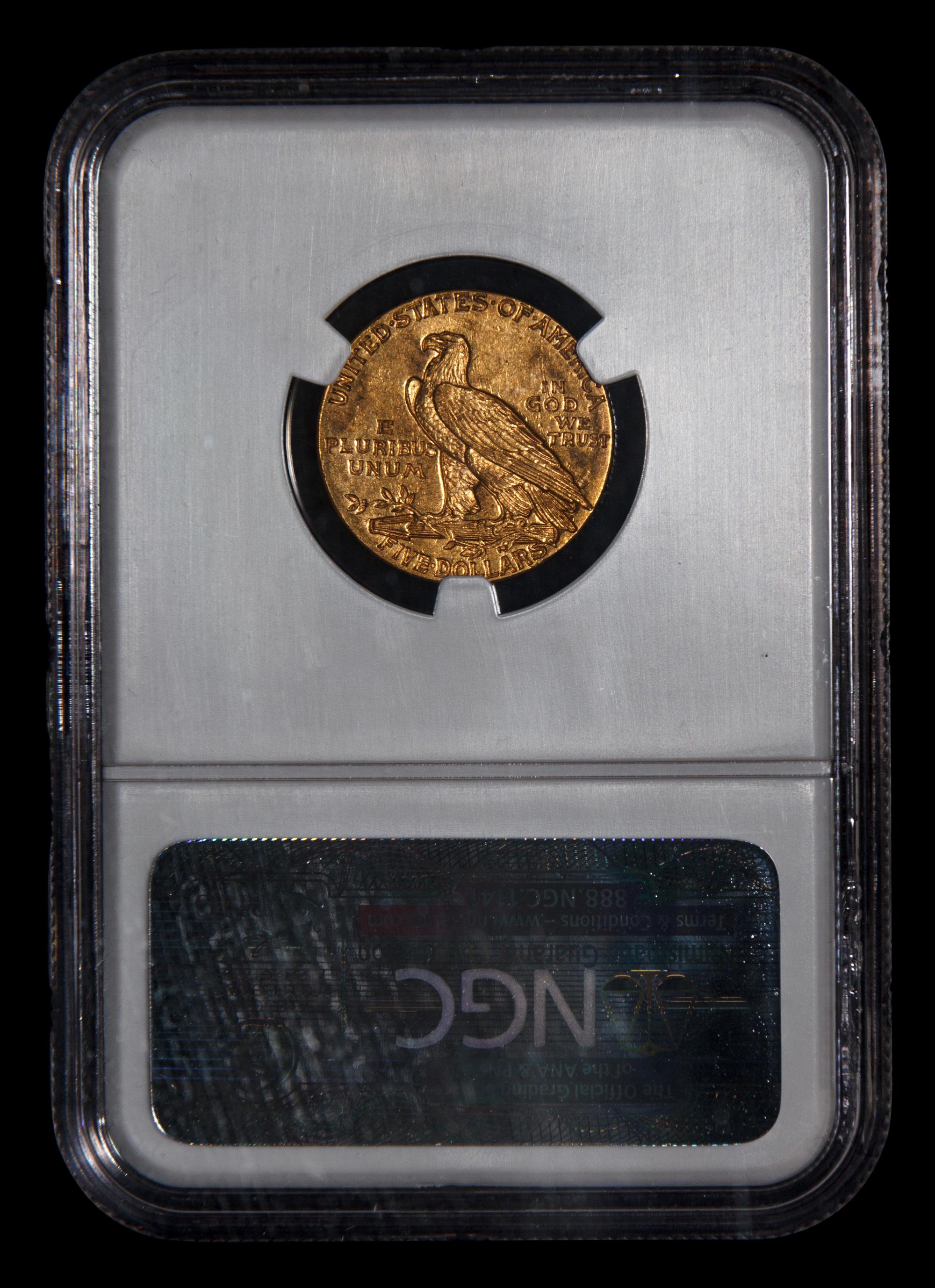 A 1910 Indian Head $5 Gold Coin (NGC MS61)