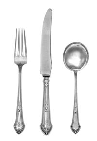 An American Silver Flatware Service, William B. Durgin Co., Concord, NH & Providence, RI, comprising: 12 dinner forks 12 dinner knives