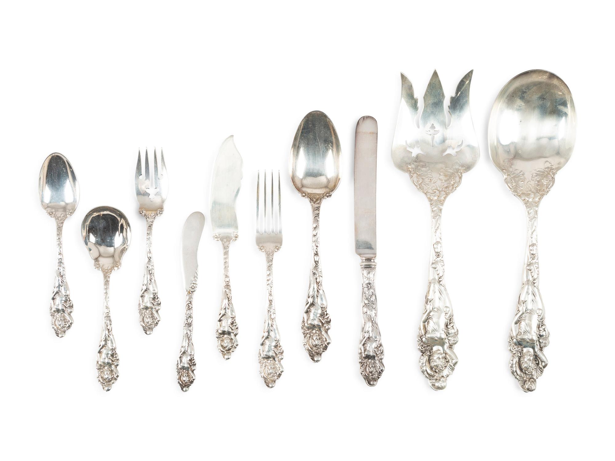 A Reed and Barton 'Love Disarmed' Silver Flatware Service