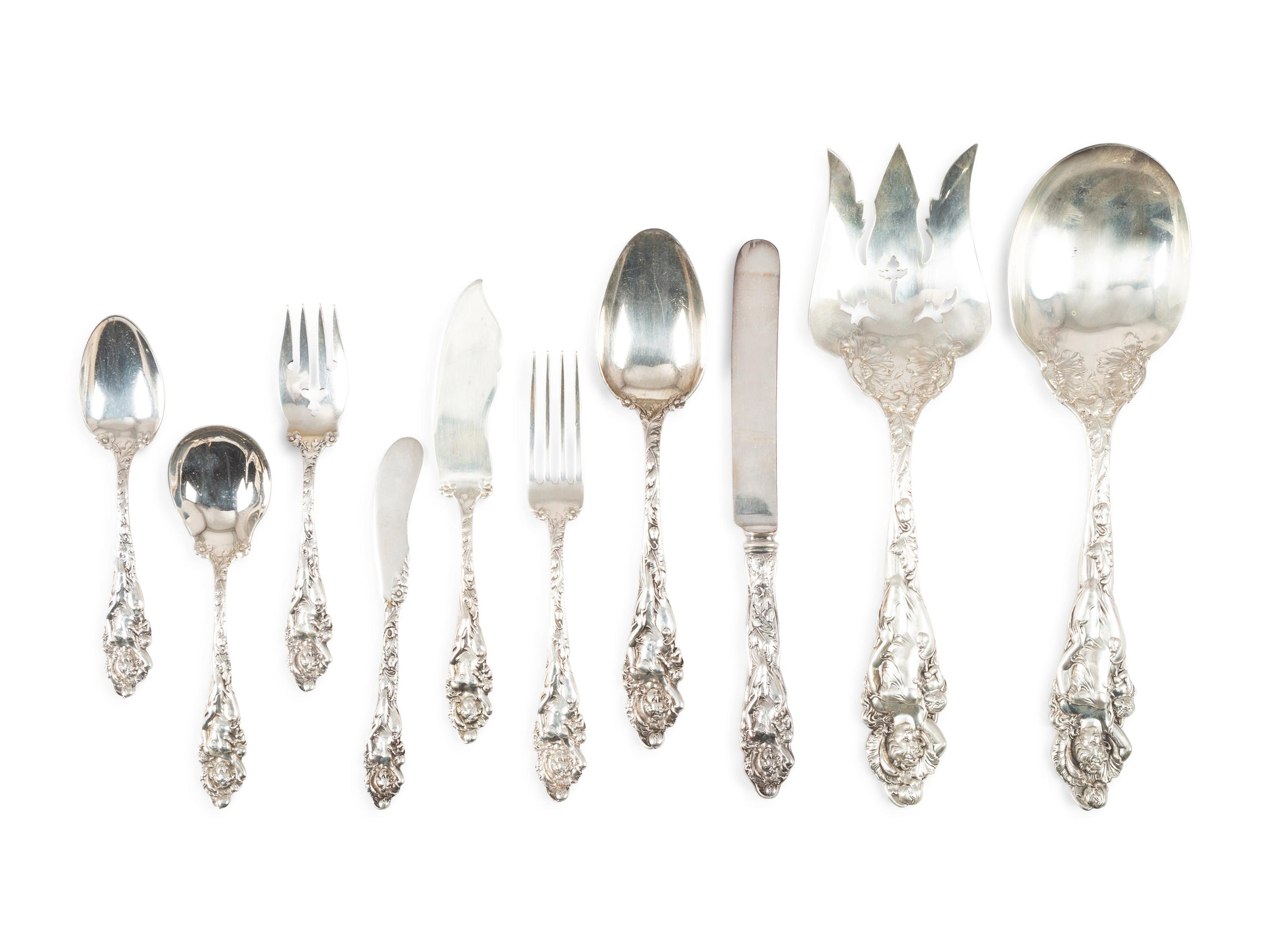 A Reed and Barton 'Love Disarmed' Silver Flatware Service