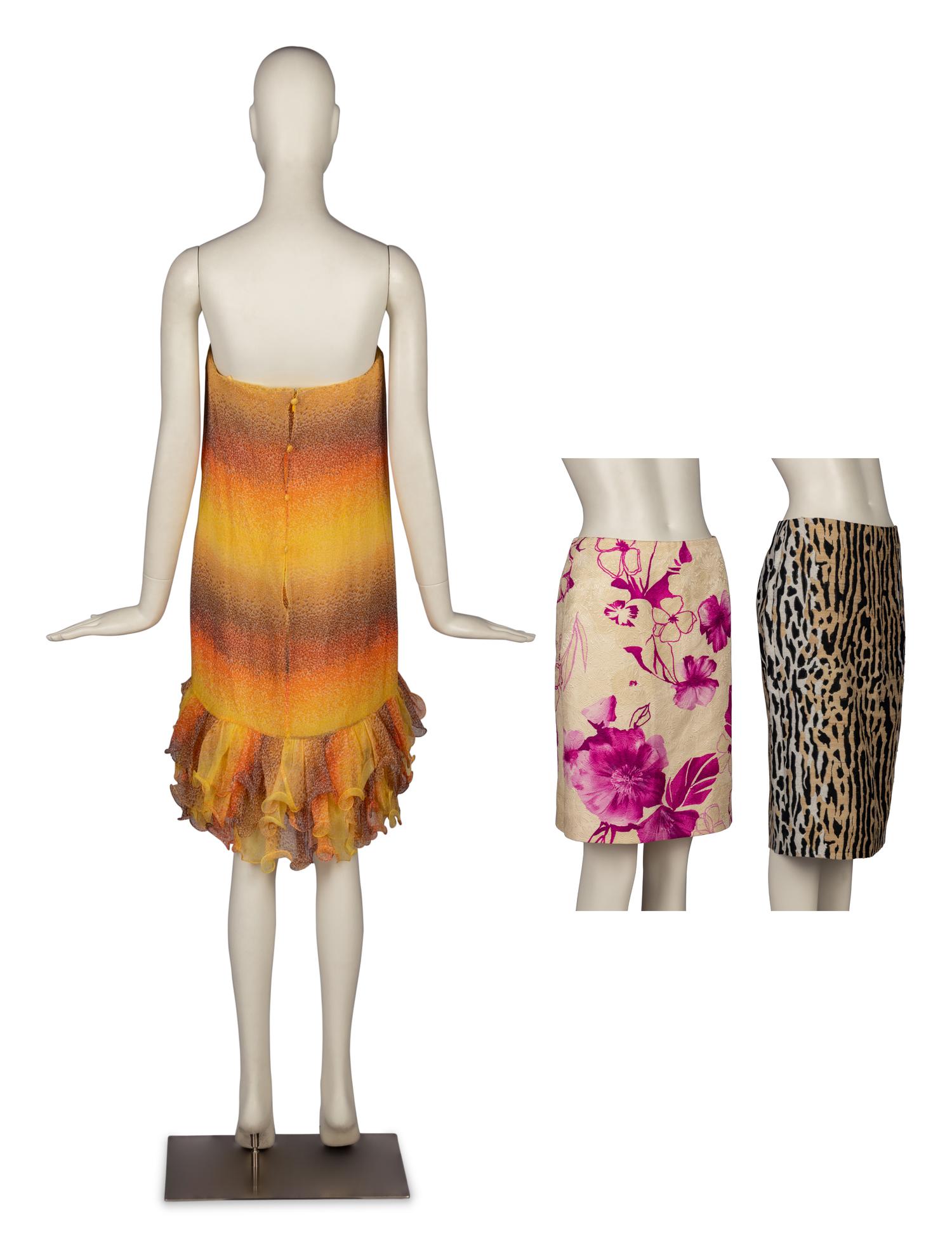A Group of Two Skirts by Valentino and Bill Blass Dress