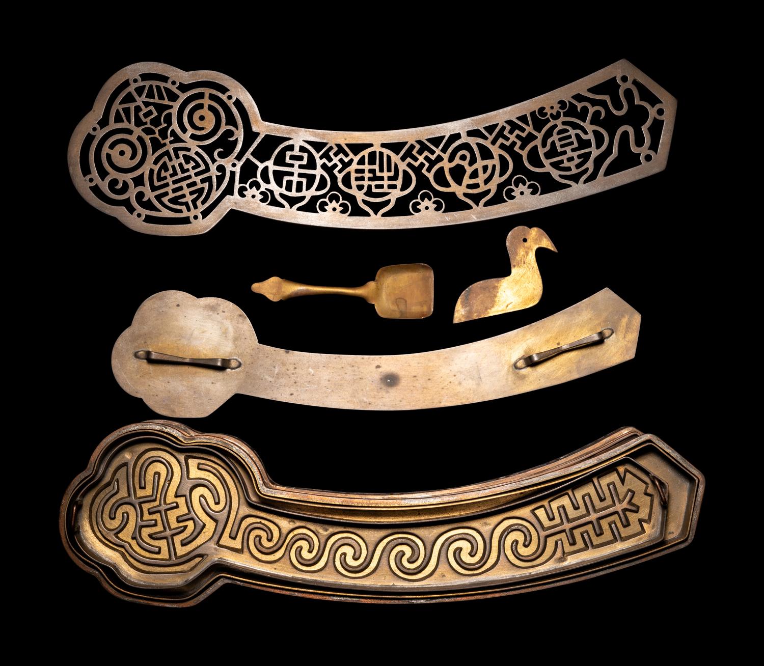 A Copper Ruyi Scepter Form Incense Burner