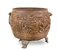 An Large Chinese Cast Iron Rainbarrel SHUNZHI PERIOD Height 29 x diameter 28 1/4 inches. — SHUNZHI PERIOD