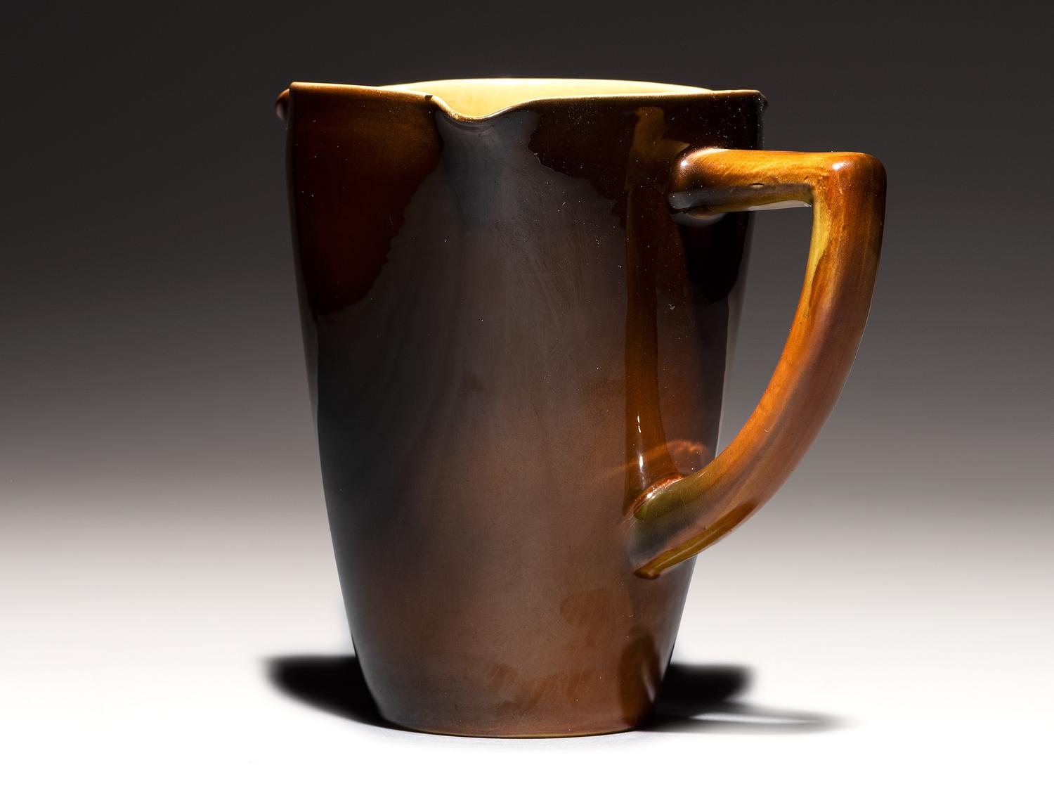 Standard Glaze Tri-Corner Pitcher with Monkey Decoration, 1889