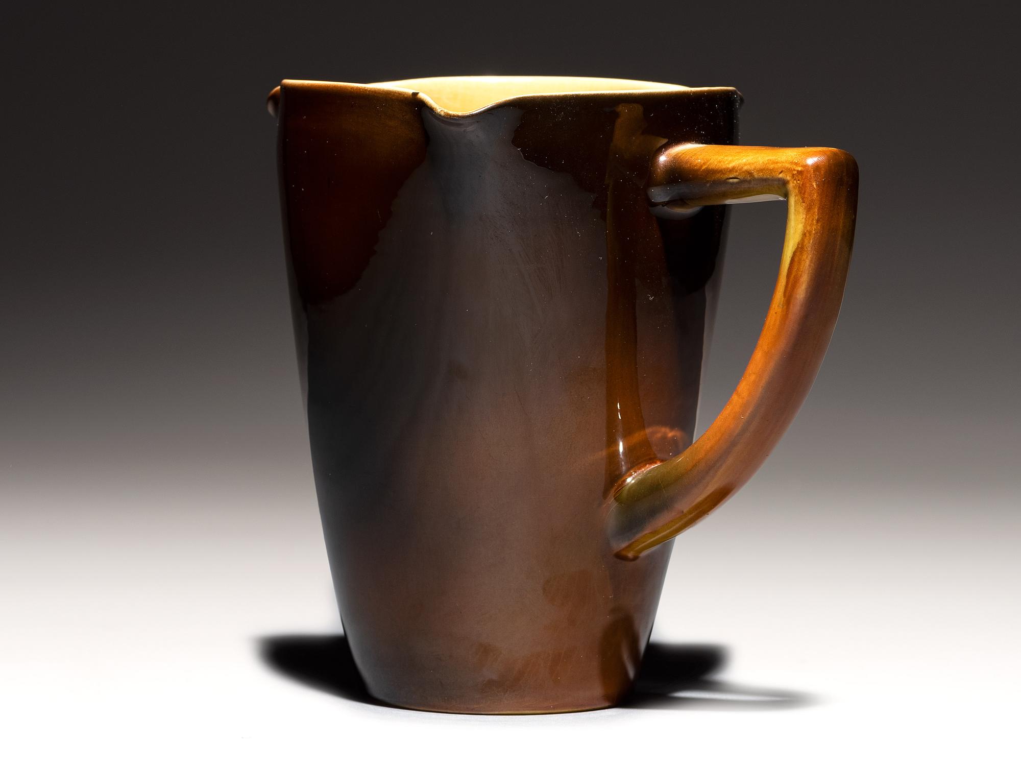 Standard Glaze Tri-Corner Pitcher with Monkey Decoration, 1889