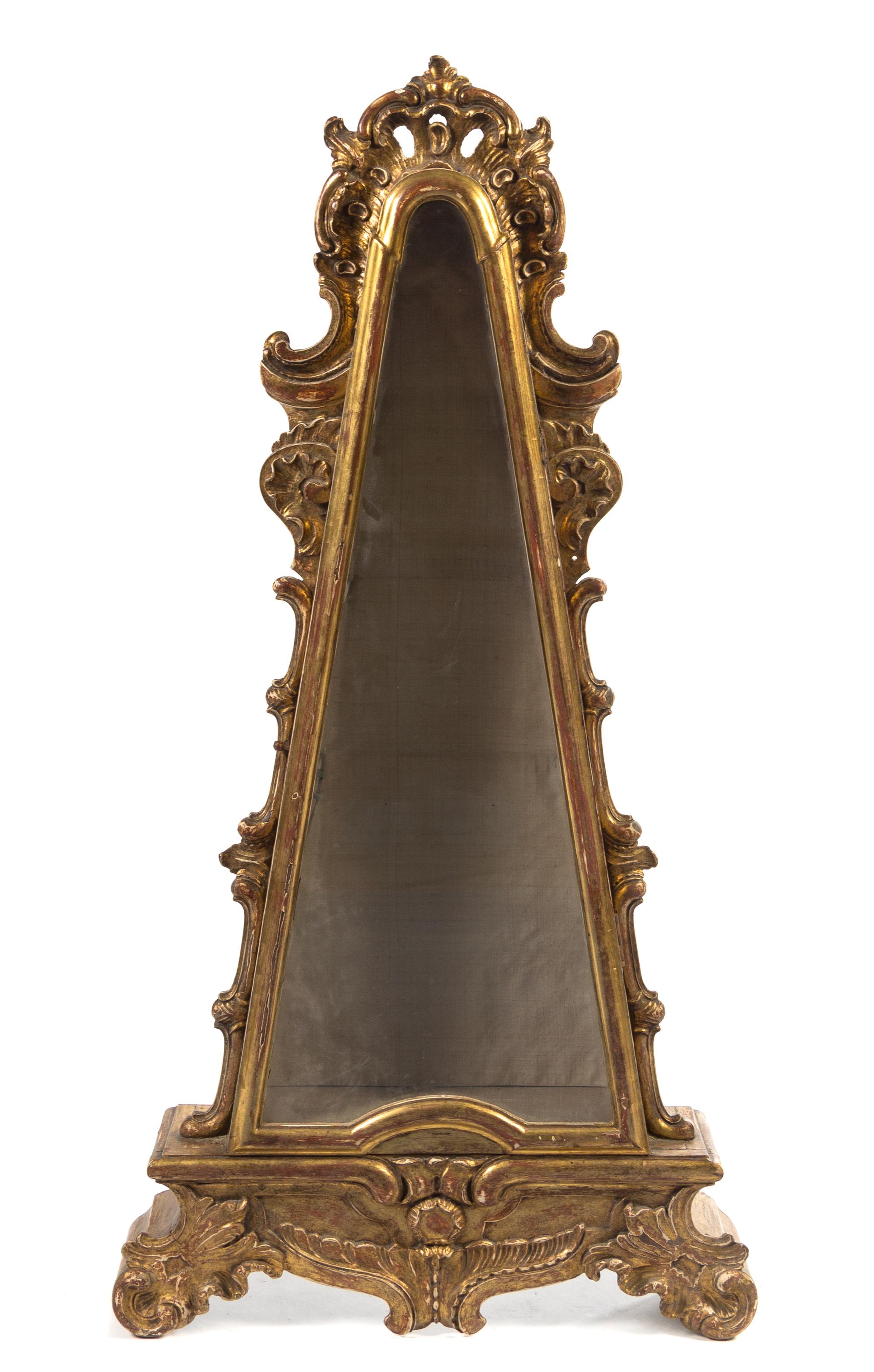 A Rococo Style Giltwood Vitrine Height 49 x width 25 1/2 x depth 5 3/4 inches. — 19TH CENTURY