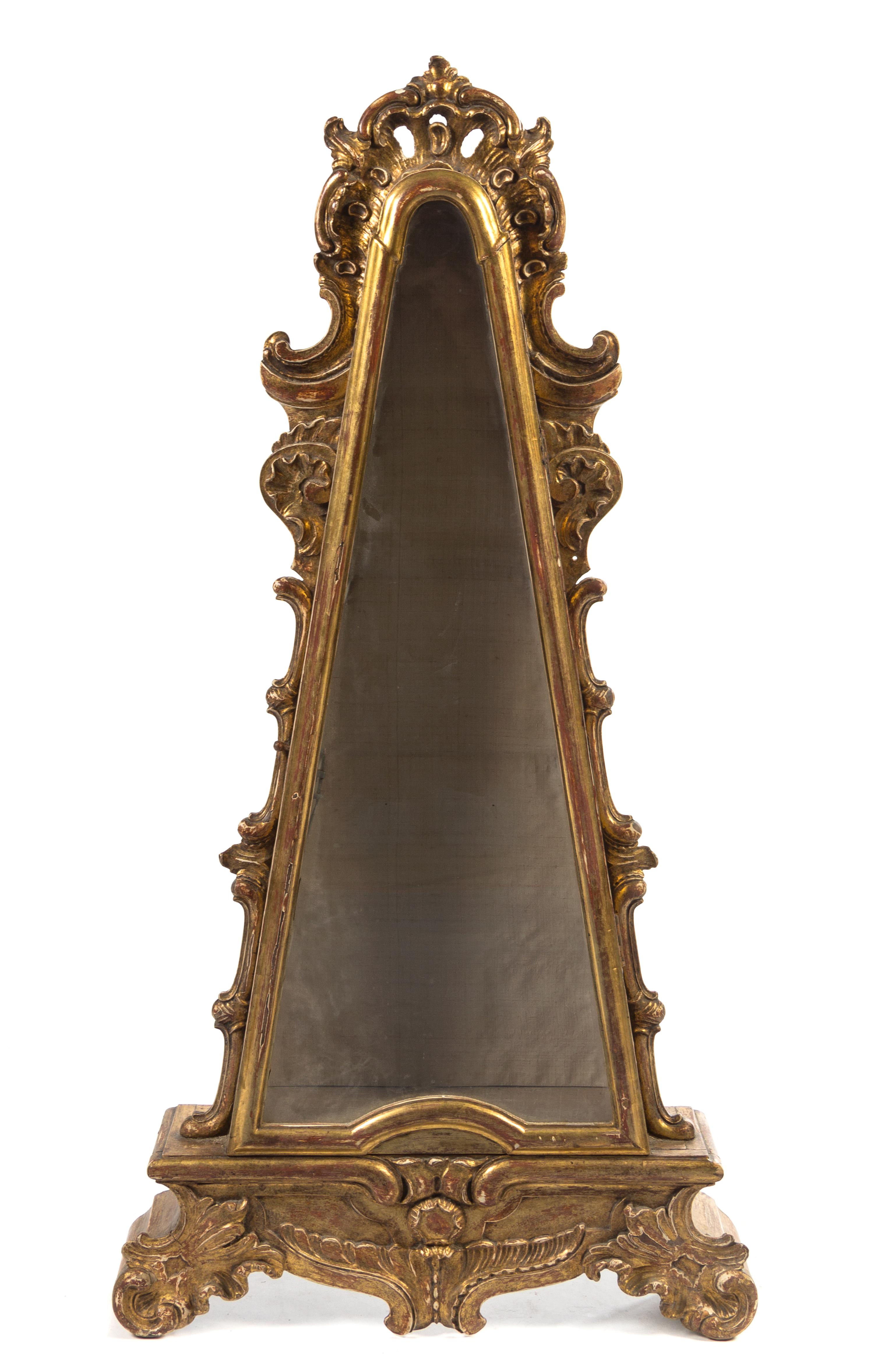 A Rococo Style Giltwood Vitrine Height 49 x width 25 1/2 x depth 5 3/4 inches. — 19TH CENTURY