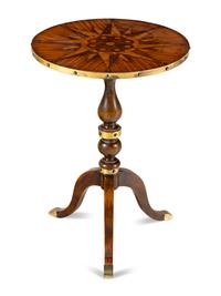 A Regency Style Brass Mounted Compass Inlaid Candlestand