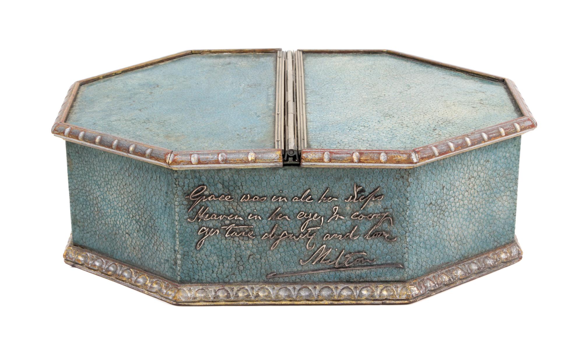 A Shagreen Inkstand Height 2 3/4 x width 8 1/2 inches. — FIRST HALF 20TH CENTURY
