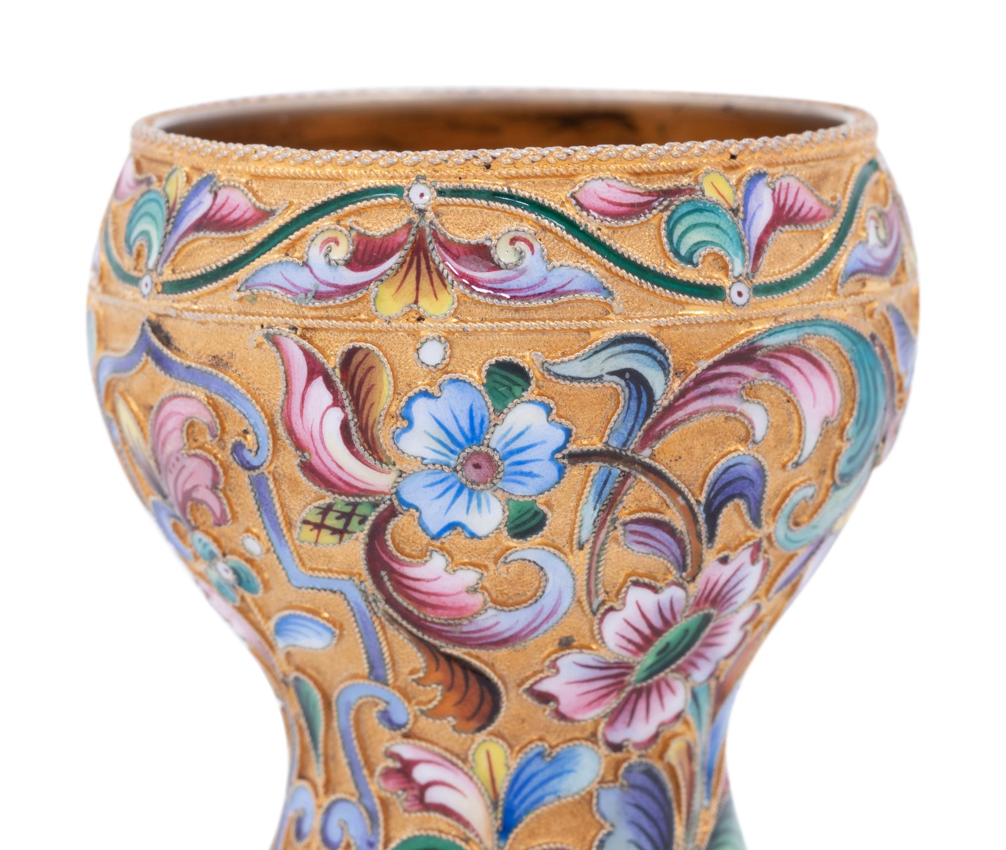 A Russian Shaded Enamel Silver-Gilt Beaker