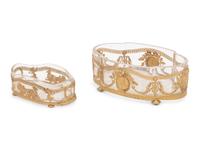 Two French Gilt Metal and Glass Bowls