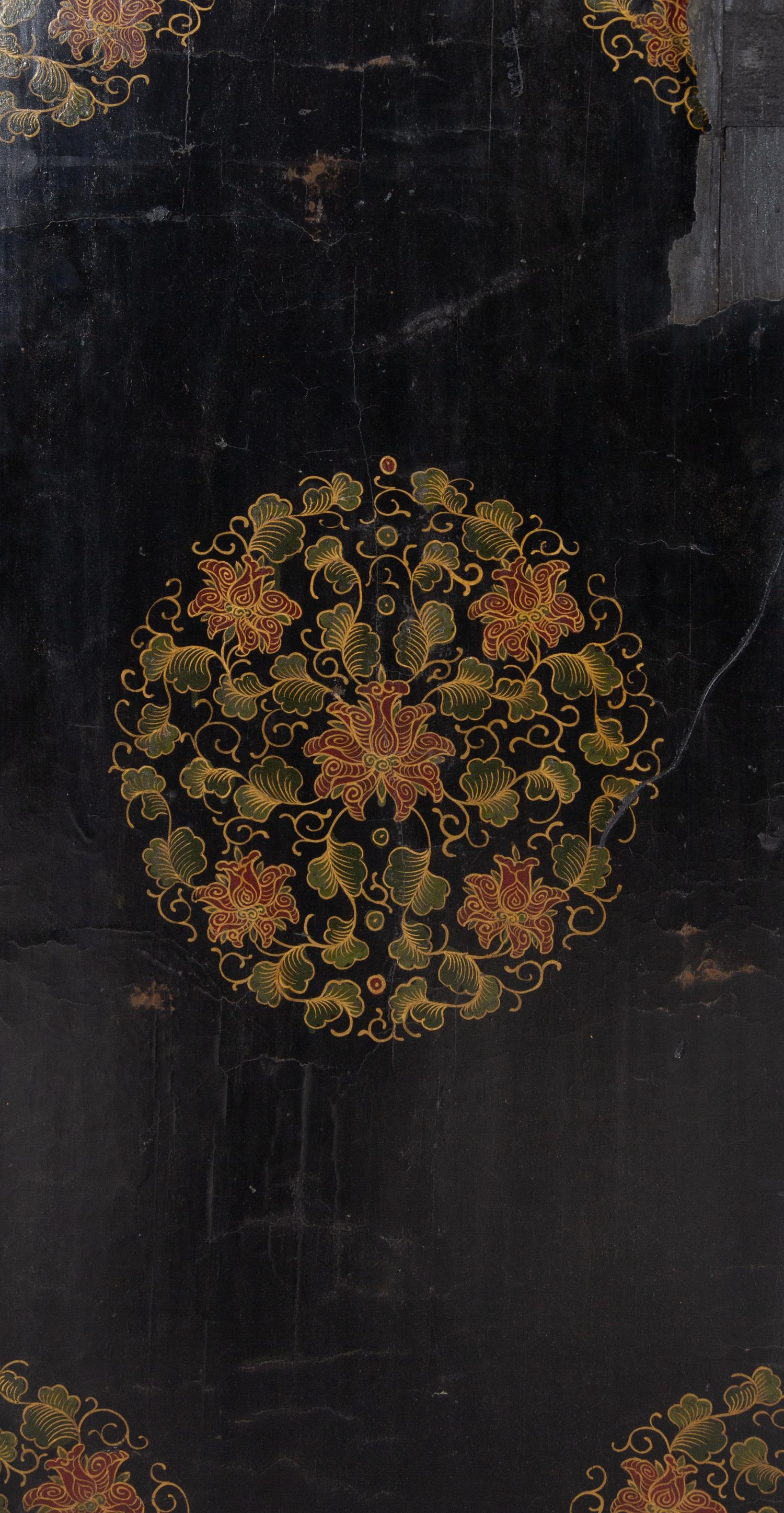 A Chinese Export Lacquer Six-Panel Floor Screen