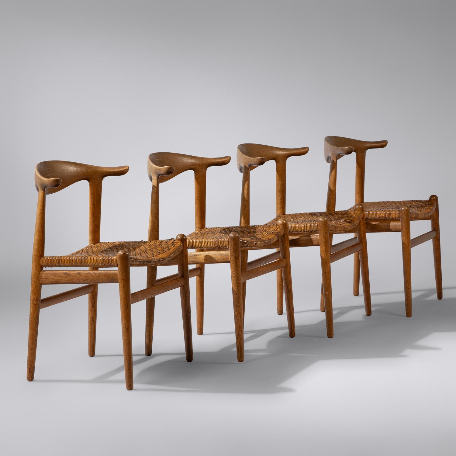 Cow-horn chairs, set of four, 1952 Johannes Hansen, Denmark