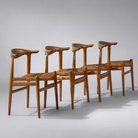Cow-horn chairs, set of four, 1952 Johannes Hansen, Denmark