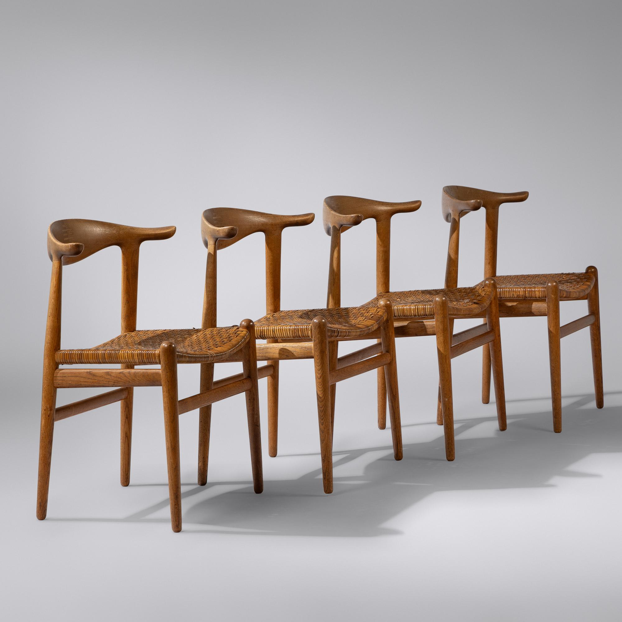 Cow-horn chairs, set of four, 1952 Johannes Hansen, Denmark