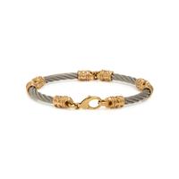 Steven Douglas, Two Yellow Gold and Stainless Steel Bracelets