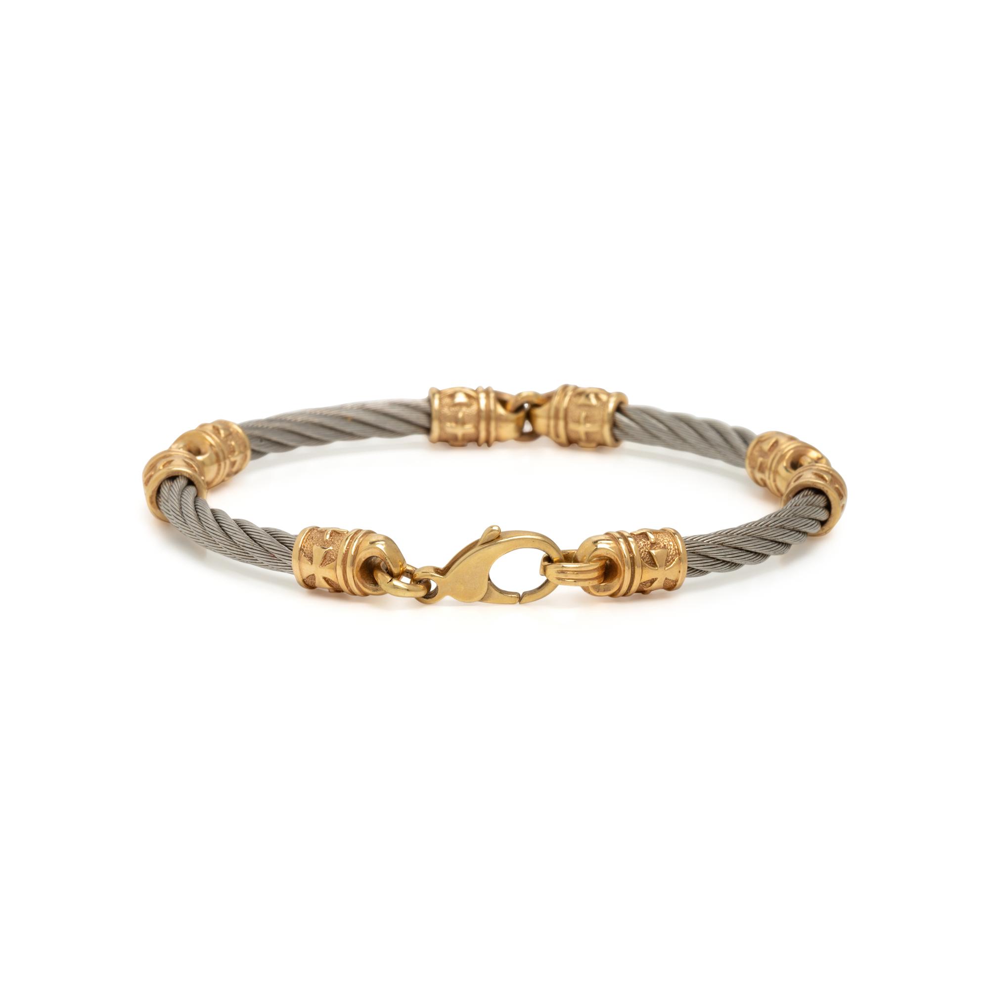 Steven Douglas, Two Yellow Gold and Stainless Steel Bracelets
