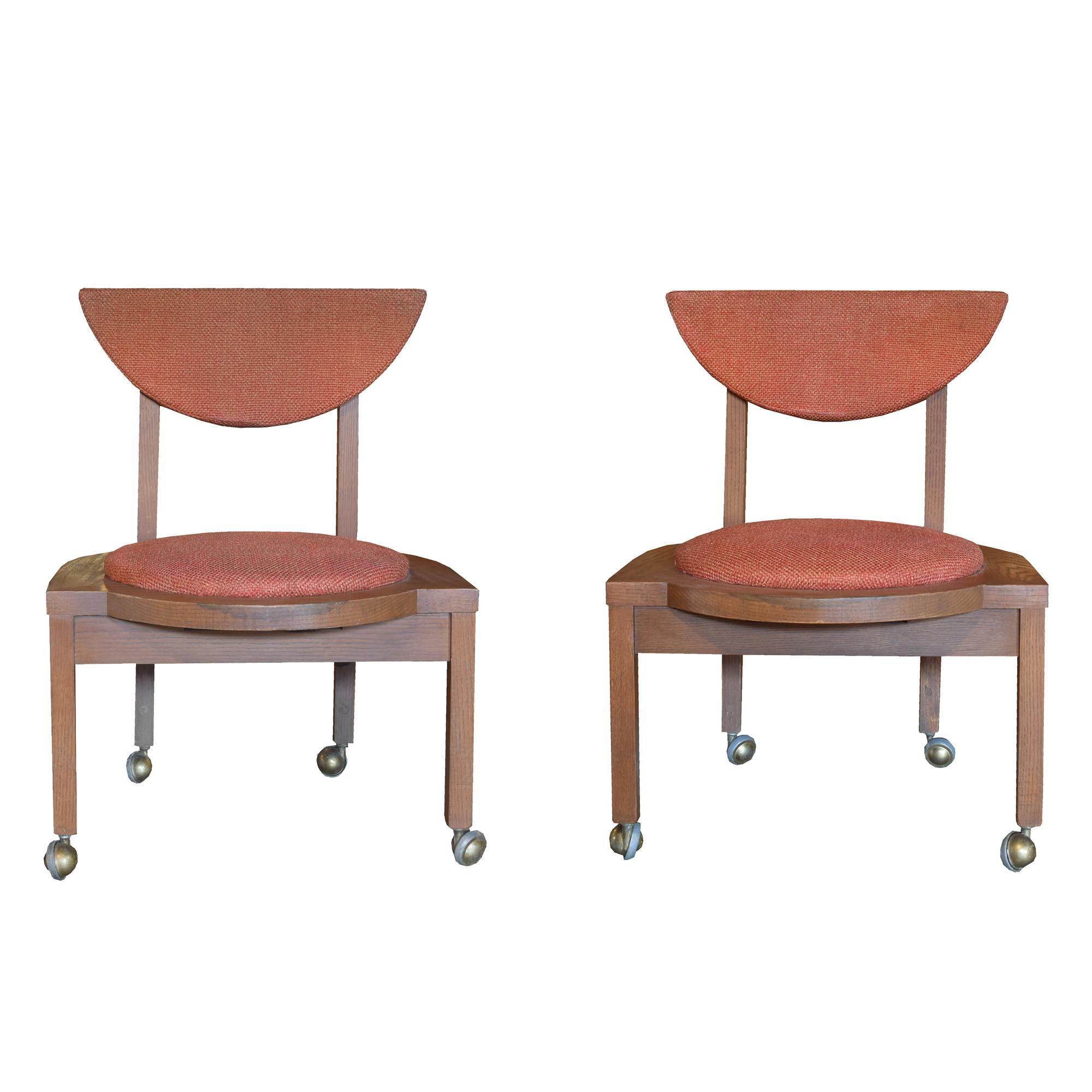A Pair Side Chairs, after Frank Lloyd Wright, 22" W x 20" D x 30.5" H — United States, Circa 1953