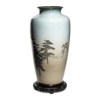 An Impressive Pair of Large Japanese Cloisonné Presentation Vases, Ando Jubei Studio, Late Meiji to Taisho Period — 日本明治-大正時期 安藤七寶店七寶燒花瓶一對