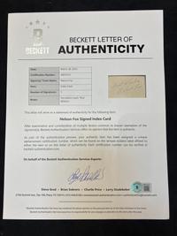 A Nellie Fox Signed Autograph Index Card Display (Beckett Authentication Services Letter),