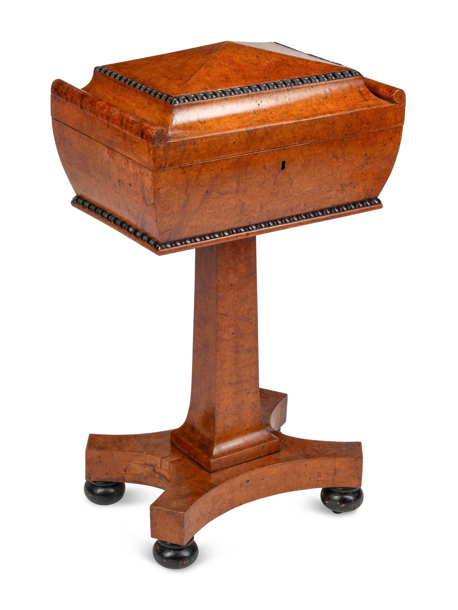 A Regency Part Ebonized Yew Wood Tea Poy