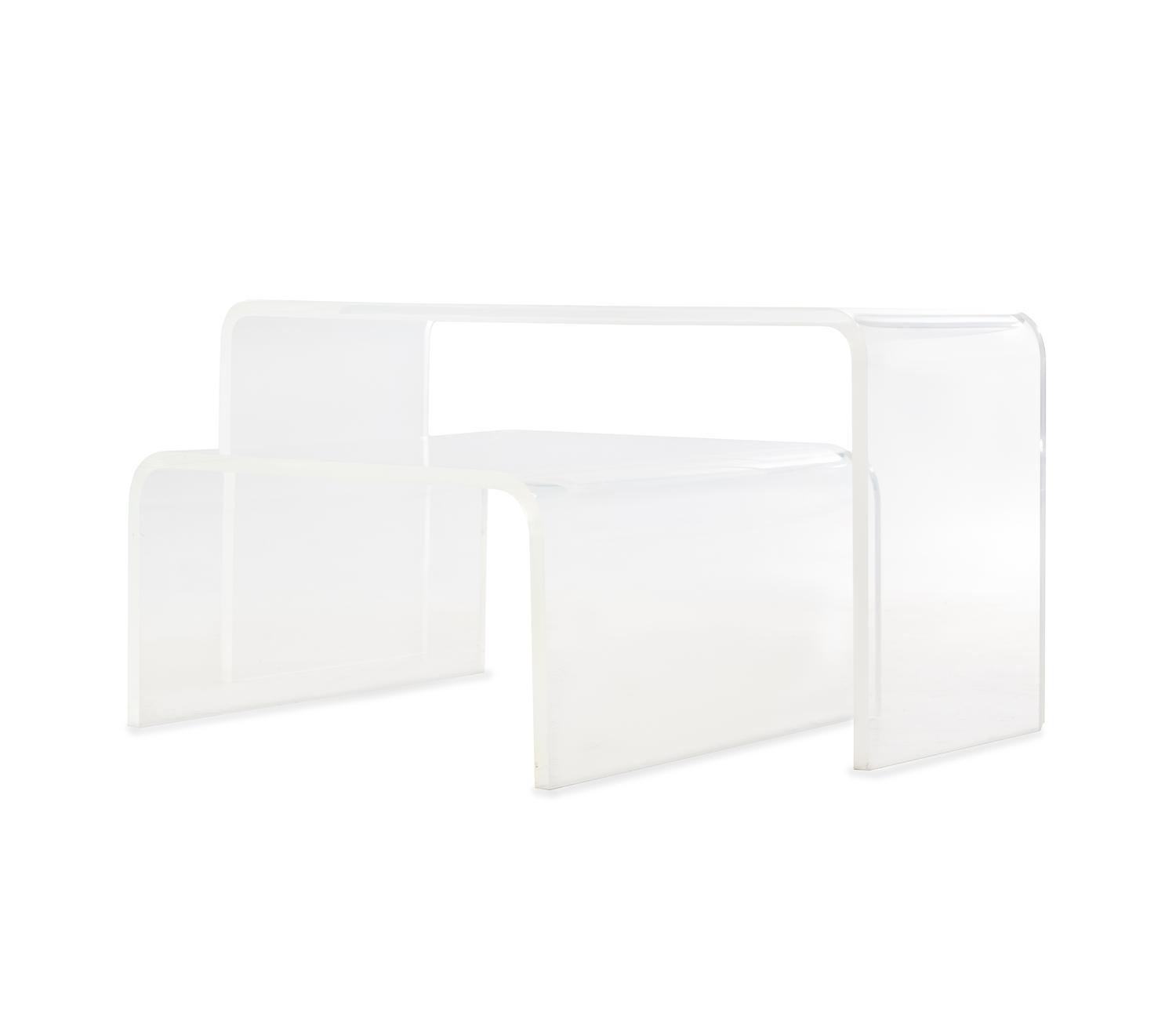 An Acrylic Waterfall Low Table and an Acrylic Waterfall Console Table