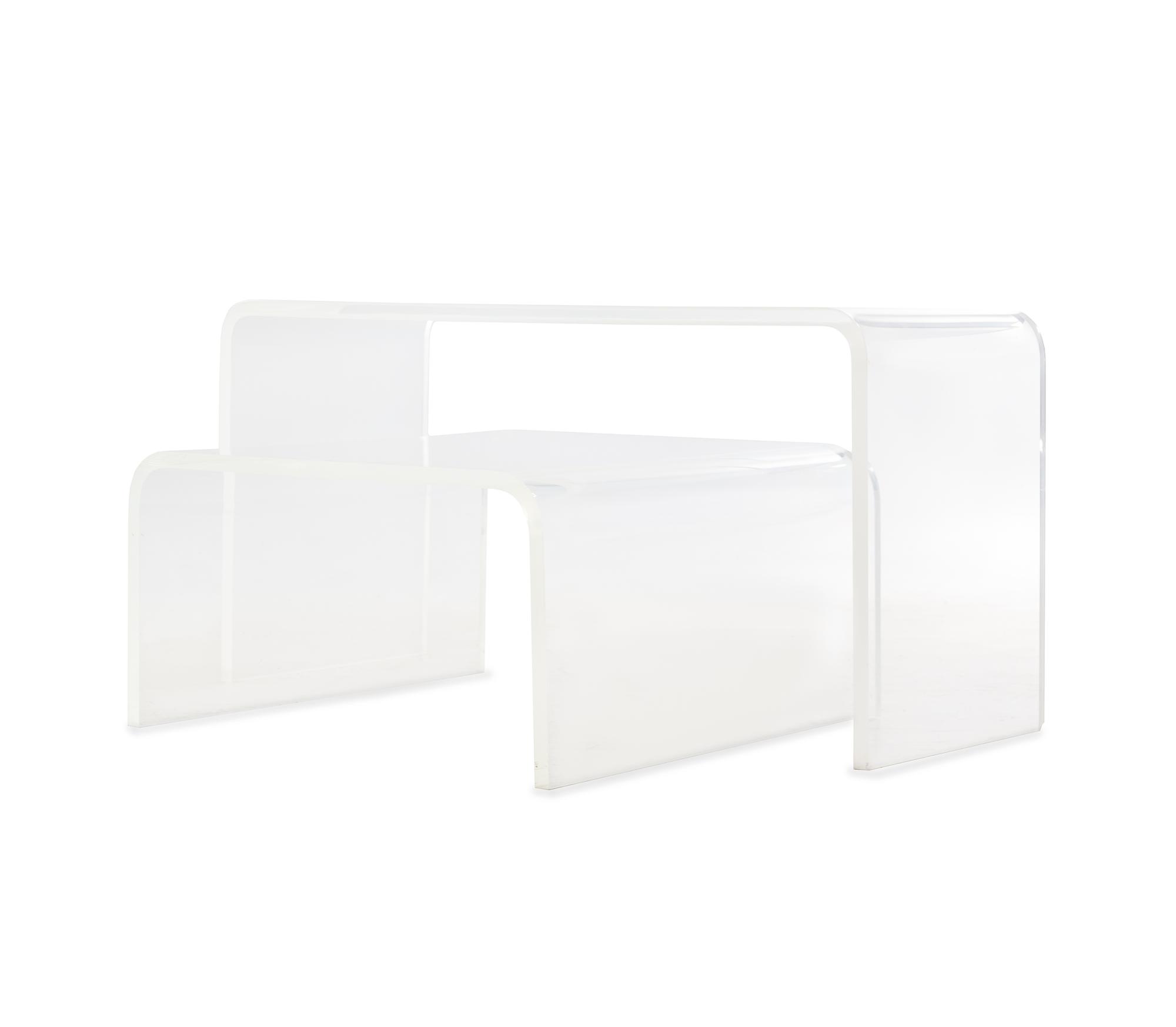 An Acrylic Waterfall Low Table and an Acrylic Waterfall Console Table