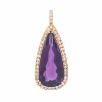 Amethyst, Diamond, and Yellow Gold Pendant