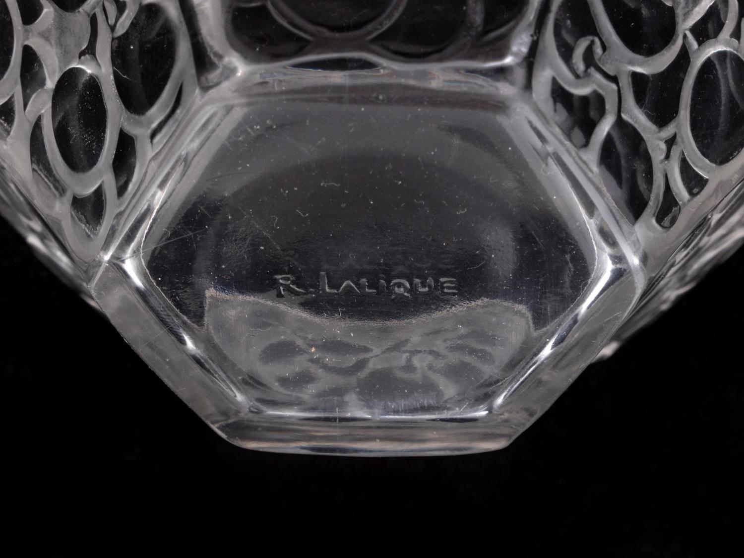 A Set of Ten Rene Lalique Hexagonal Finger Bowls with Molded Cherries: Raisins — 20TH CENTURY