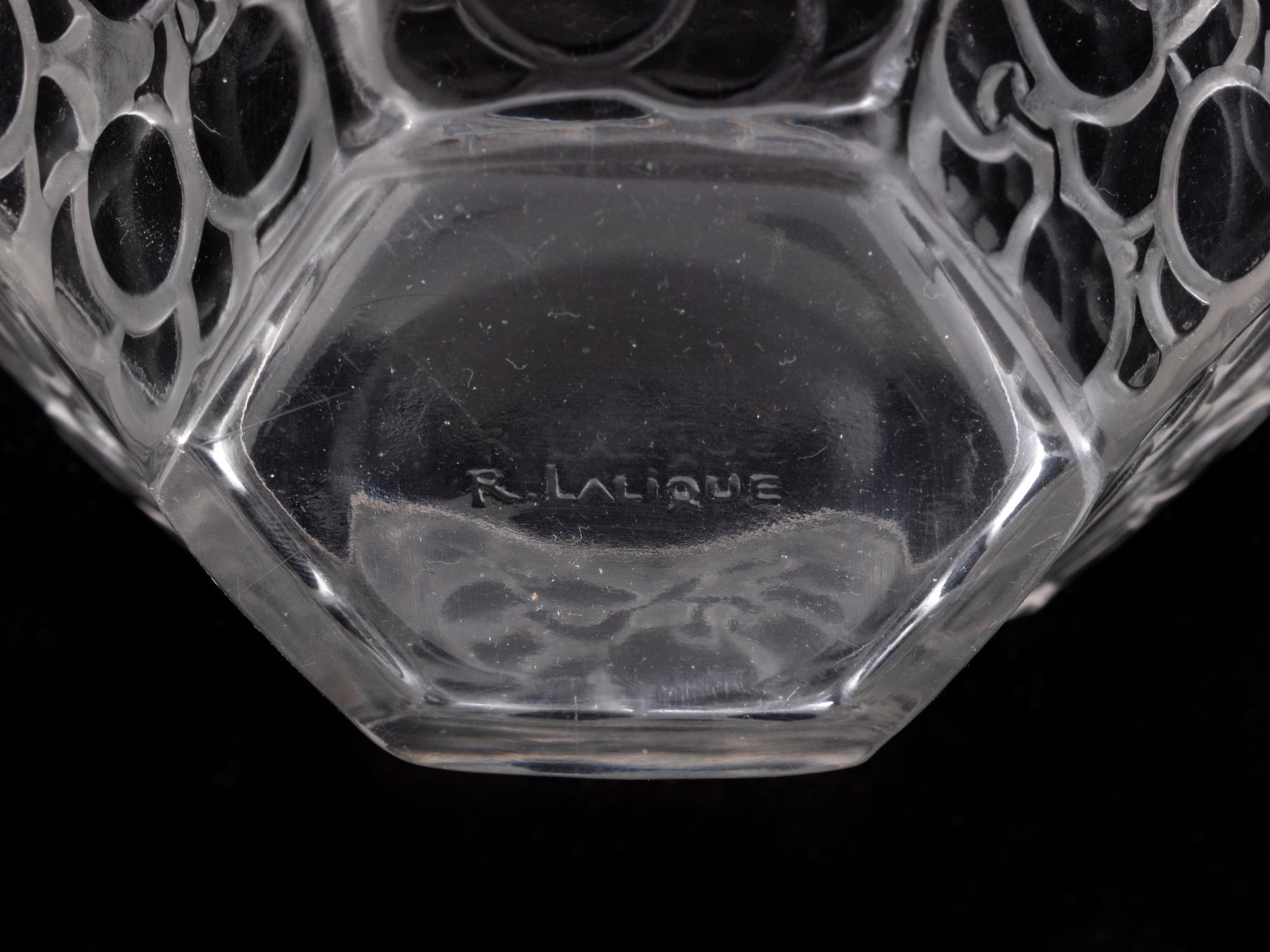 A Set of Ten Rene Lalique Hexagonal Finger Bowls with Molded Cherries: Raisins — 20TH CENTURY