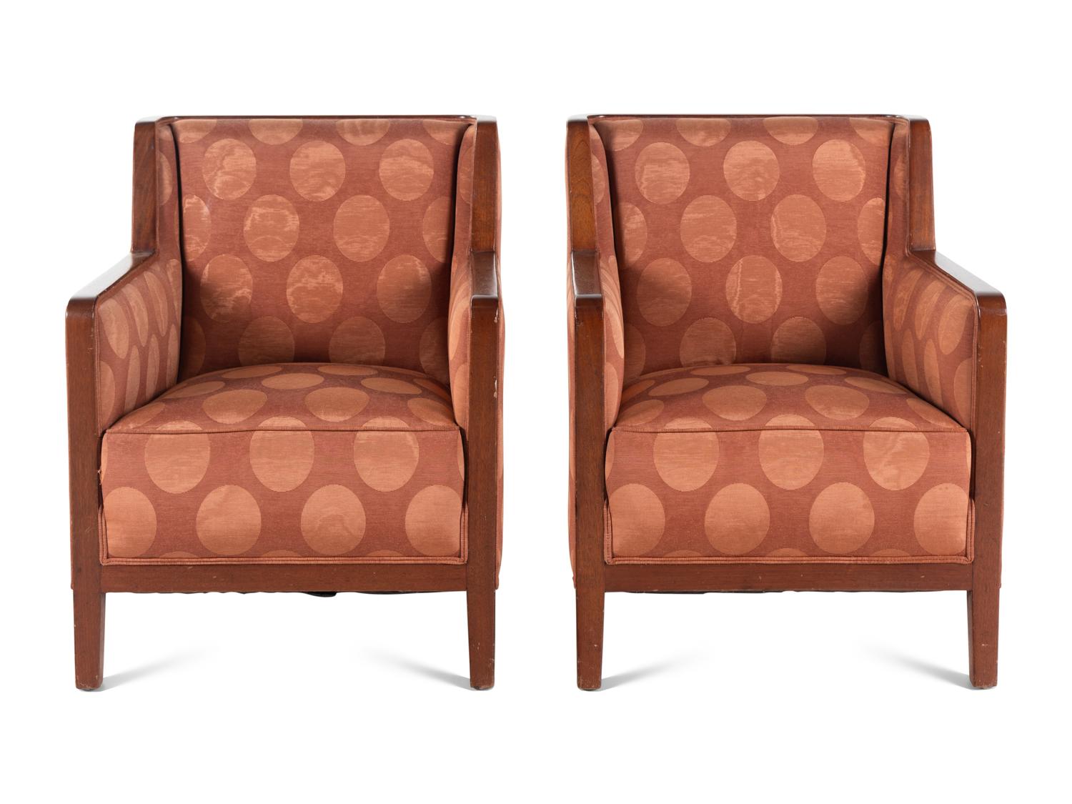A Pair of Art Deco Style Walnut Armchairs