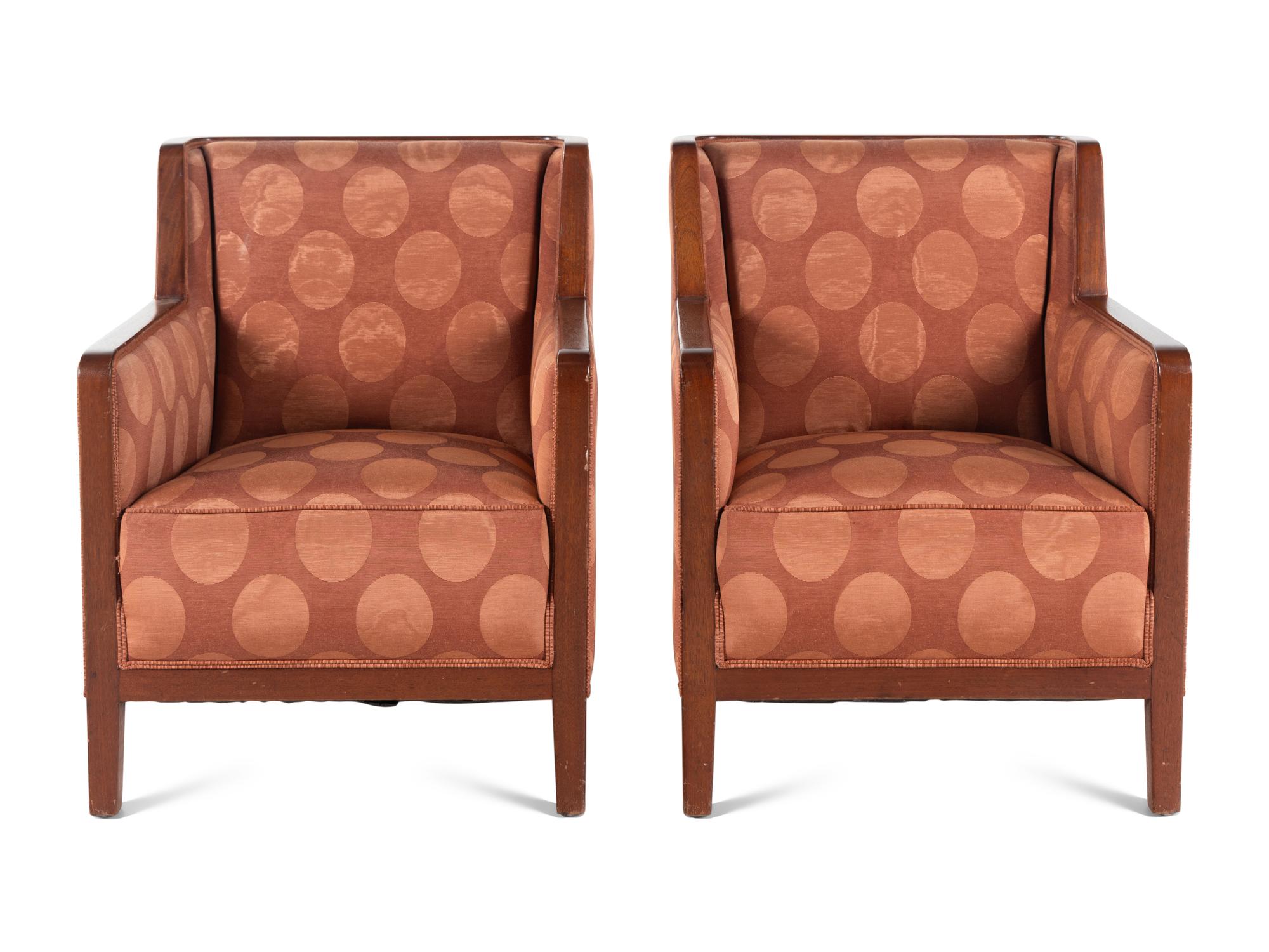 A Pair of Art Deco Style Walnut Armchairs