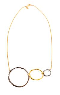 Alexis Bittar Goldtone Circle Necklace, 1980-90s