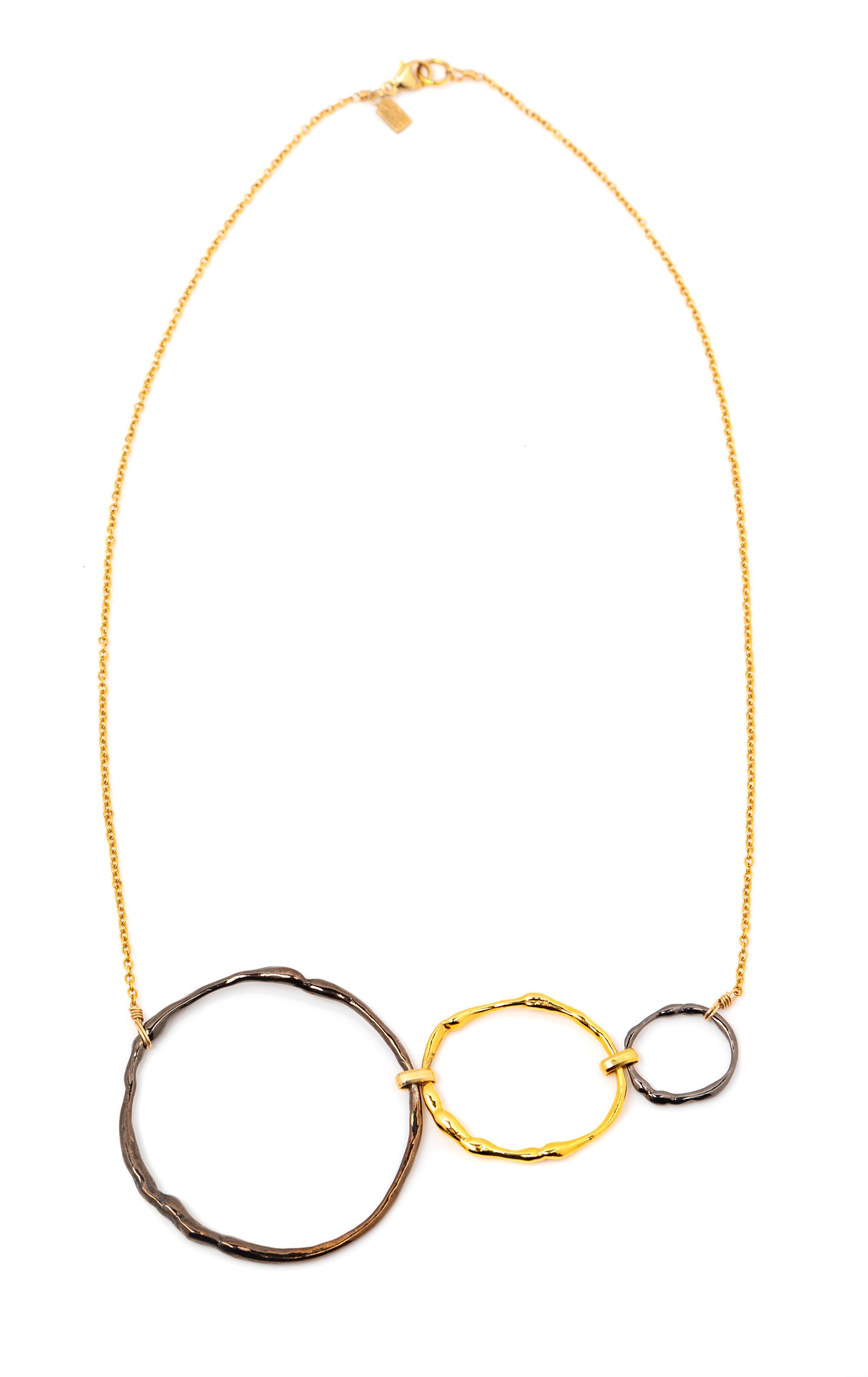 Alexis Bittar Goldtone Circle Necklace, 1980-90s